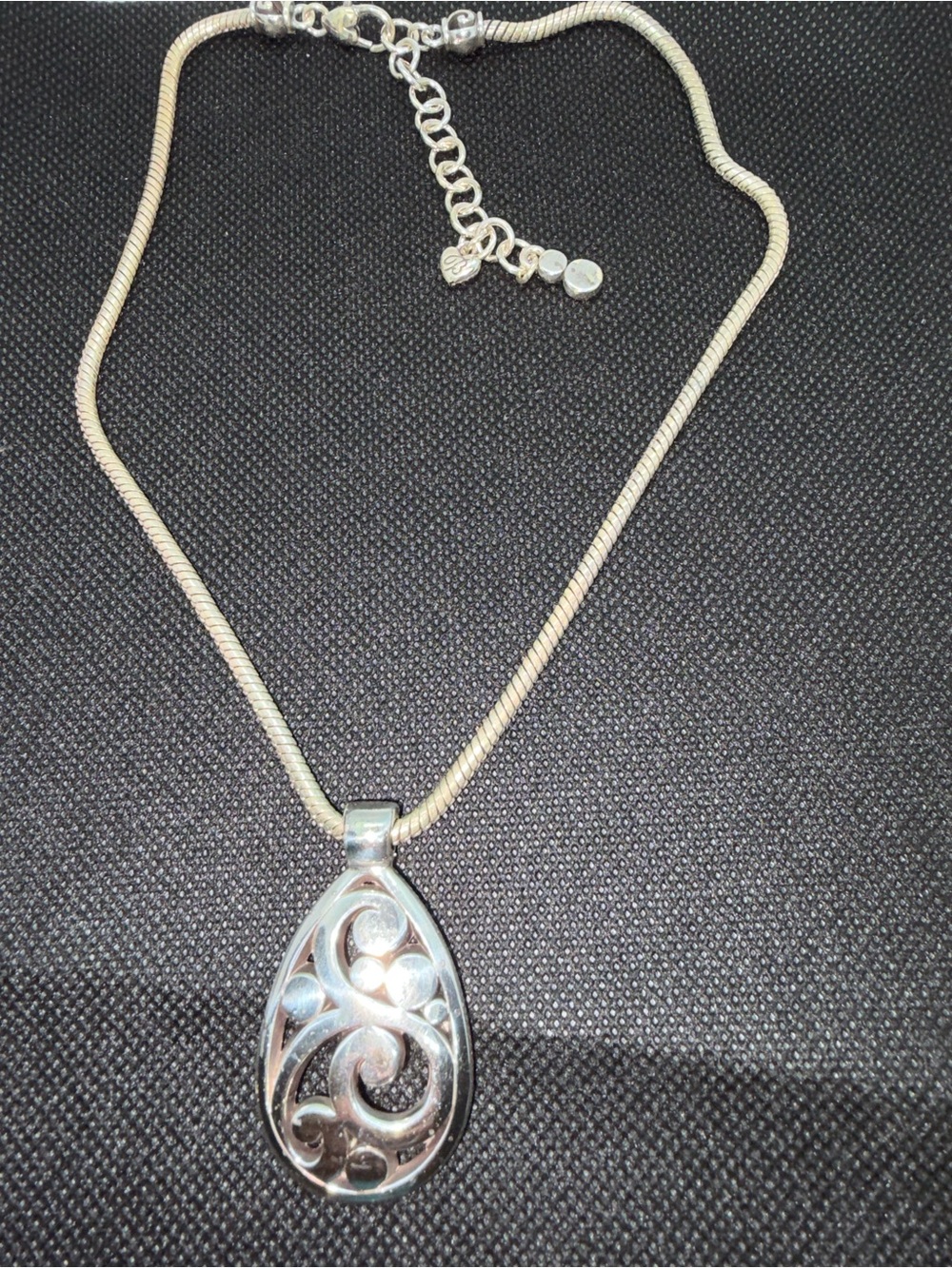 Brighton Silver Teardrop Scroll Pendant Necklace